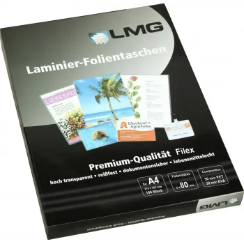 LMG A4 Γυαλιστερές μεμβράνες πλαστικοποίησης 80 μικρόμετρα συσκευασία 100 τεμ. (LMGA4-80L)
