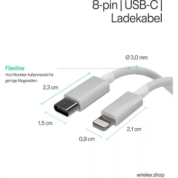 Flexline USB-C σε Lightning PD Καλώδιο φόρτισης 2m Λευκό FL31-13053