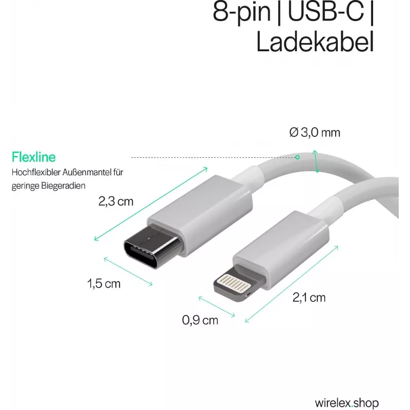 Flexline USB-C σε Lightning PD Καλώδιο φόρτισης 2m Λευκό FL31-13053
