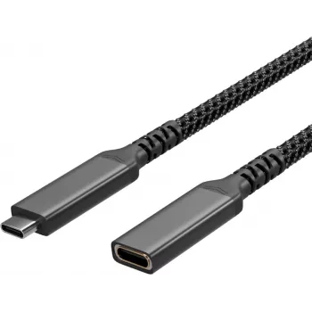 S CONN Flexline Καλώδιο επέκτασης USB-C, βύσμα USB-C αρσενικό σε υποδοχή USB-C θηλυκή, USB 3.2 Gen 2, 100W PD, 4K@60Hz, επένδυση υφάσματος, 1,5m, Μαύρο FL31-74006