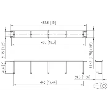 METZ BTR 130894-03-03-E Πάνελ διαχείρισης καλωδίων 19 inch 1U, βάθος 75mm, RAL 7035 Ανοιχτό γκρι