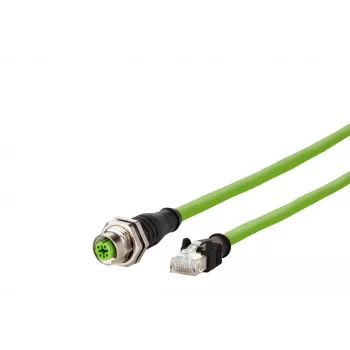 METZ CONNECT 142M4D25050 Καλώδιο patch Industrial Ethernet M12, CAT 5e S/UTP, 5 m, πράσινο περίβλημα PUR, ανθεκτικό σε οξέα/όζον/UV, κατάλληλο για αλυσίδες μεταφοράς