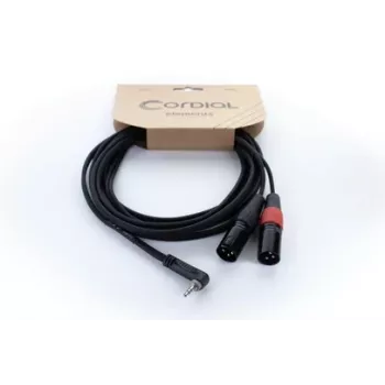 Cordial EY 3 WRMM Καλώδιο προσαρμογέα Y XLR 3m Μαύρο - βύσμα 3,5mm TRS σε 2x βύσματα XLR 3-πολικά, OFC, σπιράλ θωράκιση 14875