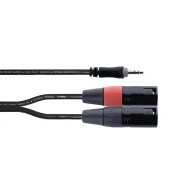 Cordial EY 1 WMM Καλώδιο προσαρμογέα XLR Y, 3,5mm TRS σε 2x XLR αρσενικό, 1m, OFC, σπειροειδής θωράκιση, μαύρο 14870