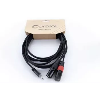 Cordial EY 1 WMM Καλώδιο προσαρμογέα XLR Y, 3,5mm TRS σε 2x XLR αρσενικό, 1m, OFC, σπειροειδής θωράκιση, μαύρο 14870