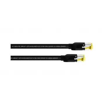 Cordial 15581 Καλώδιο patch CAT 7a S/FTP, RJ45, 10 m, μαύρο, περίβλημα PUR