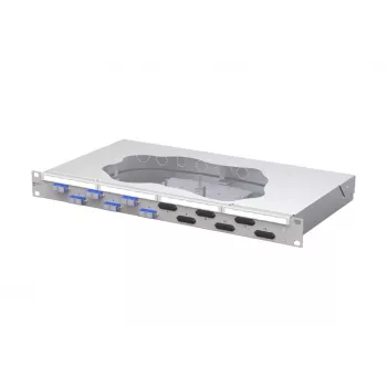 METZ CONNECT Πάνελ συγκόλλησης patch οπτικών ινών 6-Port SC-D OS2, 1U, 12 ίνες, ανοιχτό γκρι 150459E206-F