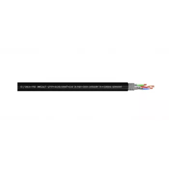 Cordial 15580 CAT 7a S/FTP Καλώδιο patch, 5 m, Μαύρο, περίβλημα PUR, RJ45, 10 Gbps, 1000 MHz