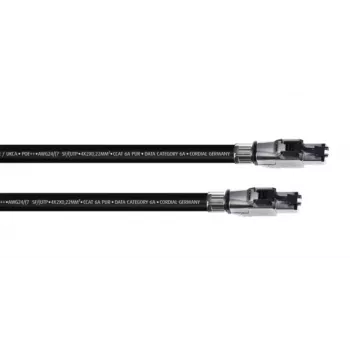 Cordial 15610 Καλώδιο δικτύου RJ45, καλώδιο patch CAT 6a SF/UTP 2,00 m Μαύρο περίβλημα PUR 1 τεμ.