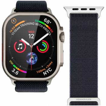 VONMÄHLEN Classic Nylon Loop Βραχιόλι για Apple Watch 44/45/46/49mm, Ναυτικό Μπλε, Ένα Μέγεθος