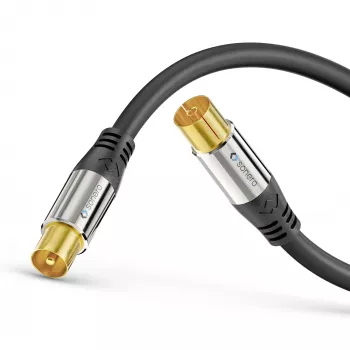 PURELINK Sonero καλώδιο κεραίας 2m S-AC000-020 Premium, ομοαξονικό βύσμα αρσενικό σε υποδοχή θηλυκή, 75 Ohm, διπλά θωρακισμένο, λευκό