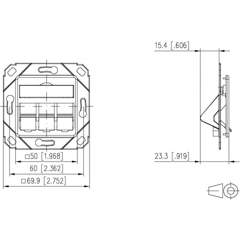 METZ BTR 130B20D31102KE κουτί χωνευτό κενό Keystone 3 θυρών γερμανικού προτύπου, λευκό