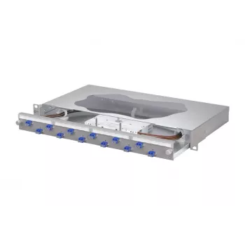 METZ CONNECT 12x LC-Duplex OS2 Singlemode Patch Panel συγκόλλησης οπτικών ινών, 1U, ανοιχτό γκρι 1504697412-F
