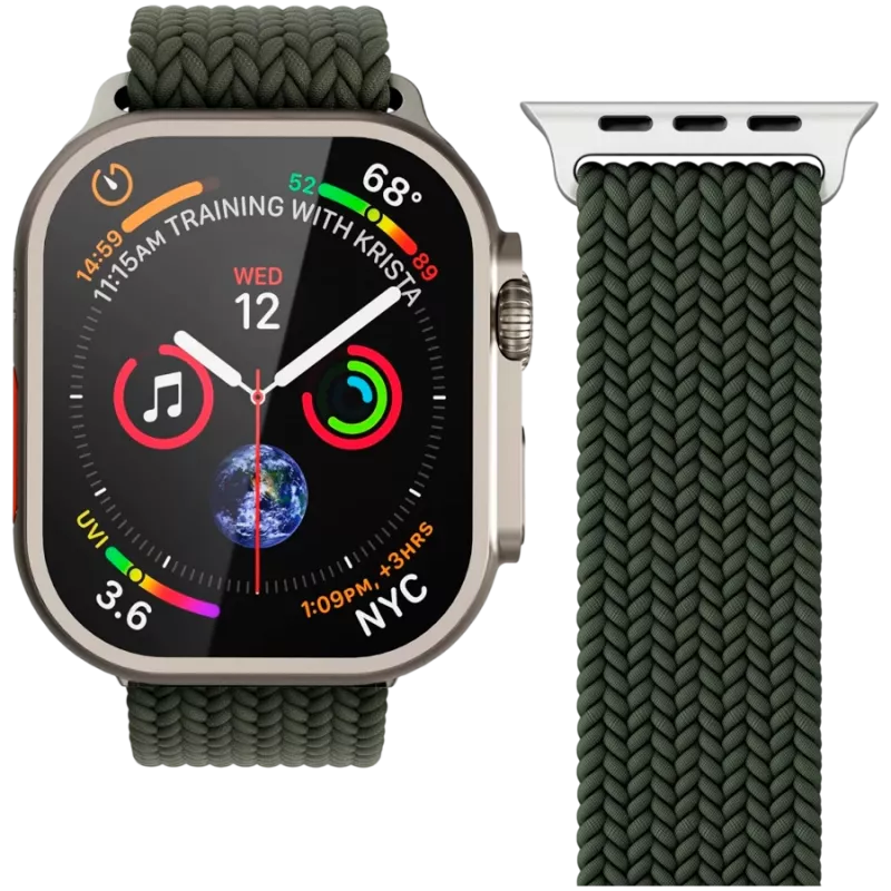 VONMÄHLEN Woven Loop για Apple Watch 44/45/46/49mm, ελιά