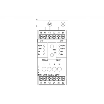 METZ BMT-F-DO4 Συσκευή πεδίου BACnet MS/TP με 4 εξόδους ρελέ, 4 καθολικές εισόδους, 2 αναλογικές εξόδους, RS485, τοποθέτηση σε ράγα DIN, 24V AC/DC 110886132170