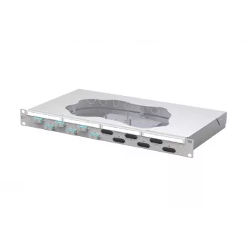 METZ CONNECT 1U 19 ιντσών Patch panel συγκόλλησης για ράγα, 6x SC-Duplex OM3 Multimode, 12 ίνες, Ανοιχτό γκρι 150455BA06-F