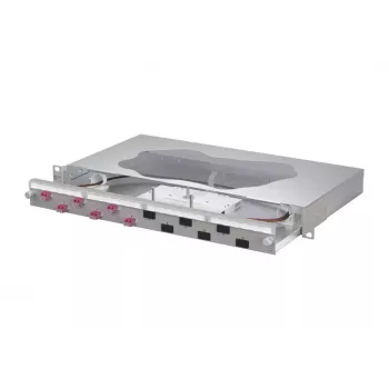 METZ CONNECT 6-Port LC-Duplex OM4 Patch panel συγκόλλησης οπτικών ινών 1U 19 ιντσών Μαύρο 1504677506-F