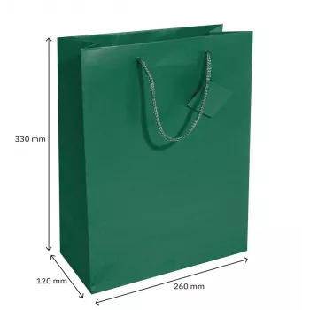 SIGEL GT500 Μεγάλη χάρτινη τσάντα δώρου σε χρώμα opal green με ματ βερνίκι και ετικέτα δώρου