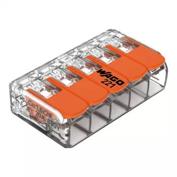 WAGO 221-415 COMPACT κλέμα σύνδεσης 5 αγωγών 4 mm², συσκευασία 25 τεμ.