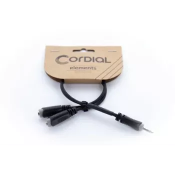 Cordial 14883 καλώδιο προσαρμογέα Y στερεοφωνικό 3,5 mm, 1x βύσμα jack αρσενικό σε 2x υποδοχή jack θηλυκή, 0,3 m, μαύρο