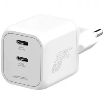4smarts PDPlug SiC Dual 45W 2C Λευκός επιτοίχιος φορτιστής
