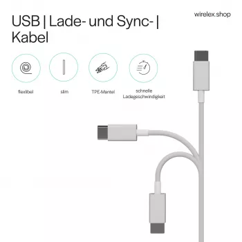 Flexline Καλώδιο φόρτισης και συγχρονισμού USB, USB-A σε USB-C, 2.0, ABS, Λευκό, 0,5m (FL31-13040)