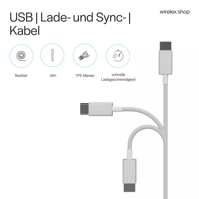 Flexline Καλώδιο φόρτισης και συγχρονισμού USB, USB-A σε USB-C, 2.0, ABS, Λευκό, 0,5m (FL31-13040)