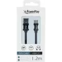 PowerRay Καλώδιο δεδομένων και φόρτισης USB-C σε USB-A, 1,2 m, Ύφασμα Μαύρο PR-DCUC120TBK