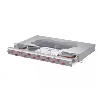 METZ CONNECT Patch panel συγκόλλησης 12x LC-Duplex OM4, 1U, 19 ιντσών τοποθέτηση σε rack, Γκρι 1504677512-F