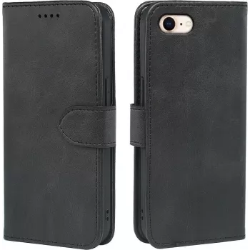 AIMOYU Premium Θήκη flip wallet δερμάτινη για iPhone SE (2022/2020), iPhone 8/7 - Μαύρο