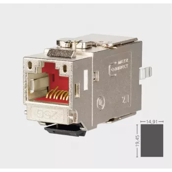 METZ CONNECT C6Amodul K 180° 25G Keystone Jack, θωρακισμένο, Cat.6A, 25 Gigabit Ethernet, IDC χωρίς εργαλεία, χυτό ψευδάργυρος, πιστοποιημένο GHMT 130B21-25-E