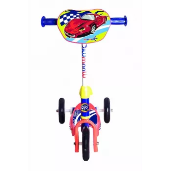 MUUWMI AU 506 KiddyScooter Racing 3-τροχο πατίνι για παιδιά από 3 ετών, μπλε/κόκκινο, μπροστινοί τροχοί με φωτισμό LED, ρυθμιζόμενο τιμόνι 58-68 cm, μέγ. 20 kg
