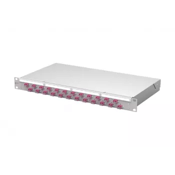 Metz mecatech VIK 24-Port LC-Duplex OM4 Πάνελ patch LWL, 1U, 19 ιντσών, Ανοιχτό γκρι 1504507524-E