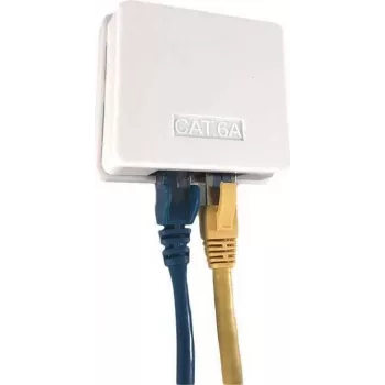 IT-BUDGET Cat.6A UTP Επίτοιχη πρίζα δικτύου, 2 x RJ45, Λευκό, Οριζόντια εισαγωγή καλωδίου, PoE+ 90ITBDDAPE