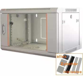 IT-BUDGET 19 ιντσών Ερμάριο δικτύου SWA - 4U - 570 x 350 mm - Γυάλινη πόρτα - Αφαιρούμενα πλαϊνά - Τοποθέτηση σε τοίχο & δάπεδο - Σετ αξεσουάρ - Ανοιχτό γκρι (90ITB19WS4635GG)