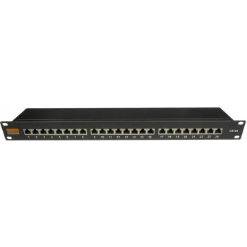 IT-BUDGET 19 ιντσών Business Patch Panel, θωρακισμένο, Cat.6A, 24 Port, 1U, PoE+ Ready, ενσωματωμένη προστασία σκόνης, Μαύρο (90ITBPP6ASSS)
