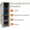 IT-BUDGET 19 ιντσών Ερμάριο δικτύου SRK Πλήρες σετ 38U 600x600mm Πόρτα γυαλιού/χάλυβα 4 ανεμιστήρες PDU Ράφια Flatpack Ανοιχτό γκρι 90ITB19SRK3866GG