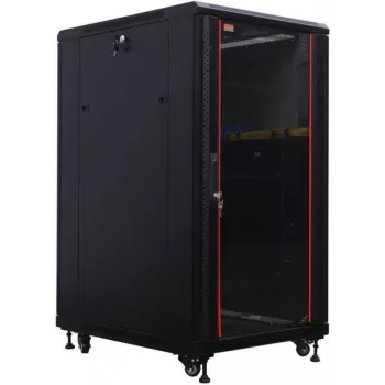 IT-BUDGET 19 ιντσών Ερμάριο δικτύου SRK - 22U - 600x800 mm - Πόρτα γυαλιού μπροστά / Πόρτα χάλυβα πίσω - Προσυναρμολογημένο - Μαύρο (99ITB19SRK2268GSNM)