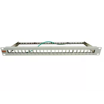 IT-BUDGET 19 ιντσών 24-Port Keystone Patch Panel, 1U, χωρίς εξοπλισμό, ανοιχτό γκρι 90ITBMT24PORTG