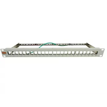 IT-BUDGET 19 ιντσών 24-Port Keystone Patch Panel, 1U, χωρίς εξοπλισμό, ανοιχτό γκρι 90ITBMT24PORTG