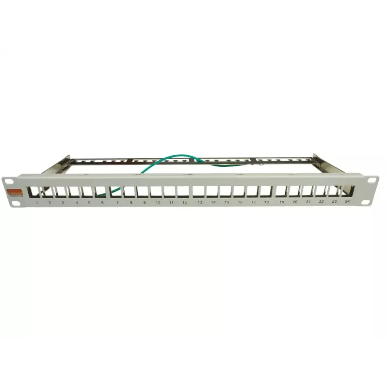 IT-BUDGET 19 ιντσών 24-Port Keystone Patch Panel, 1U, χωρίς εξοπλισμό, ανοιχτό γκρι 90ITBMT24PORTG