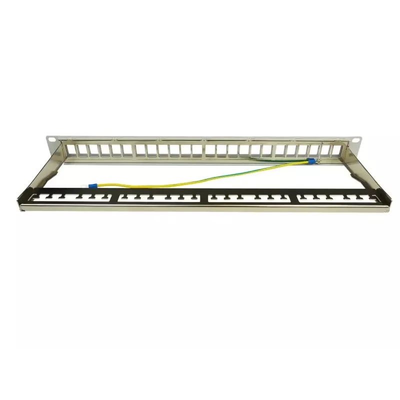 IT-BUDGET 19 ιντσών 24-Port Keystone Patch Panel, 1U, χωρίς εξοπλισμό, ανοιχτό γκρι 90ITBMT24PORTG