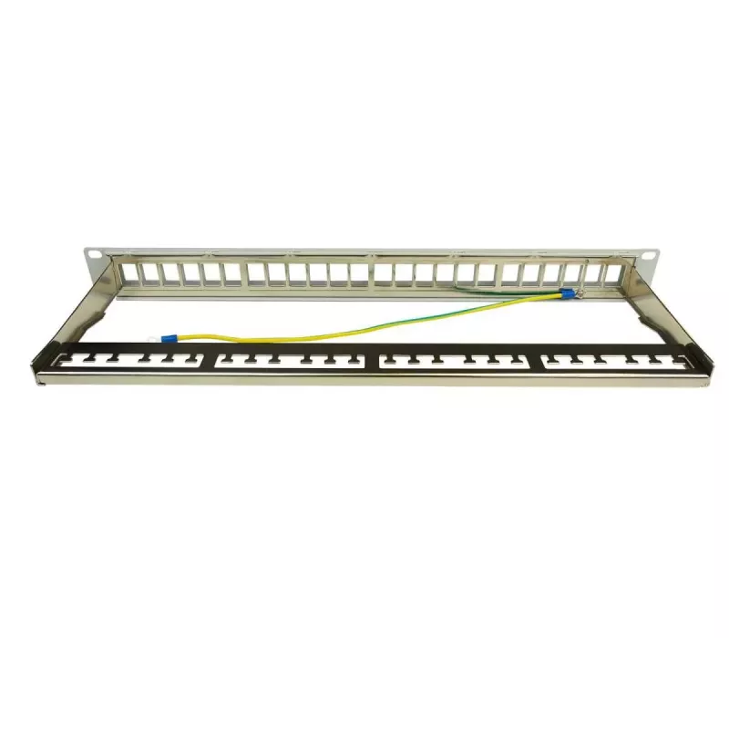 IT-BUDGET 19 ιντσών 24-Port Keystone Patch Panel, 1U, χωρίς εξοπλισμό, ανοιχτό γκρι 90ITBMT24PORTG