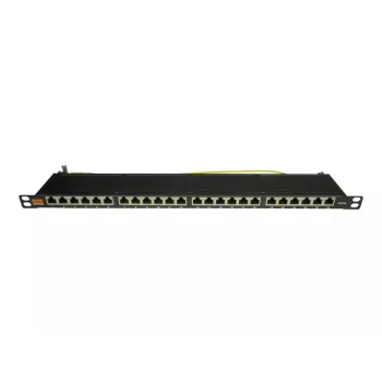 IT-BUDGET 19 ιντσών Εξαιρετικά λεπτό Patch Panel, 0,5U, Πλήρως θωρακισμένο, Cat.6A, 24 Θύρες, PoE++, Μαύρο (90ITBPP6A05S)