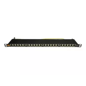 IT-BUDGET 19 ιντσών Εξαιρετικά λεπτό Patch Panel, 0,5U, Πλήρως θωρακισμένο, Cat.6A, 24 Θύρες, PoE++, Μαύρο (90ITBPP6A05S)