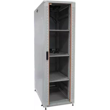 IT-BUDGET 19 ιντσών Server Rack SRK Πλήρες σετ - 42U - 600x1000 mm - Πόρτα γυαλιού/χάλυβα - 4 ενεργοί ανεμιστήρες - PDU - Ράφια - Flatpack - Ανοιχτό γκρι (90ITB19SRK42610GG)