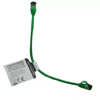 IT-BUDGET Cat.8.1 Slim Καλώδιο δικτύου, S/FTP, 40 Gbps, 2000 MHz, Πράσινο, 0,15 m 90ITBSLIM81PK015GR