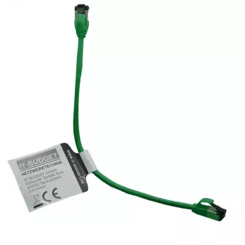 IT-BUDGET Cat.8.1 Slim Καλώδιο δικτύου, S/FTP, 40 Gbps, 2000 MHz, Πράσινο, 0,15 m 90ITBSLIM81PK015GR