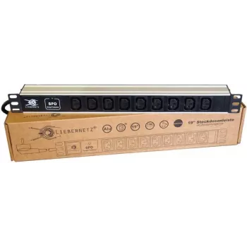 Liebernetz 19 ιντσών 1U Rackmount PDU, 9x Υποδοχές C13, Προστασία υπέρτασης, Αλουμίνιο, Μαύρο/Ασημί (90LNSDL199KKSP)