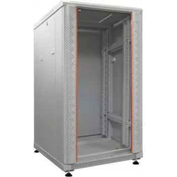 IT-BUDGET Ντουλάπι δικτύου 19 ιντσών SRK - 18U - 600x800 mm - Πόρτα γυαλιού/χάλυβα - Flatpack - Ανοιχτό γκρι 90ITB19SRK1868GGN